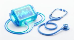야간 산부인과 진료 및 분만 케어를 상징하는 3D 일러스트레이션