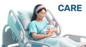 분만 후 산모의 회복과 케어를 상징하는 평온한 이미지